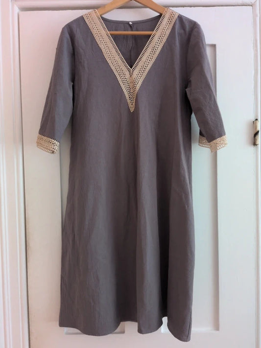 Grey crochet detail smock dress Size M