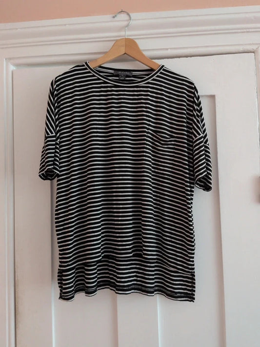 Primarks black white striped oversized t-shirt Size M