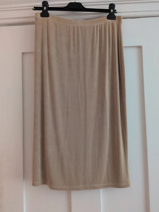 Kim&Co beige stretchy slinky midi skirt Size M